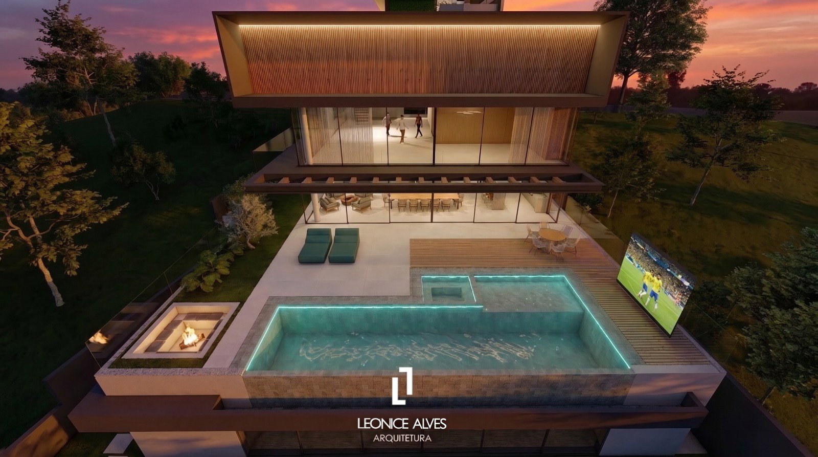 Piscina iluminação fibra ótica - Projeto Arquiteta em Alphaville Leonice Alves